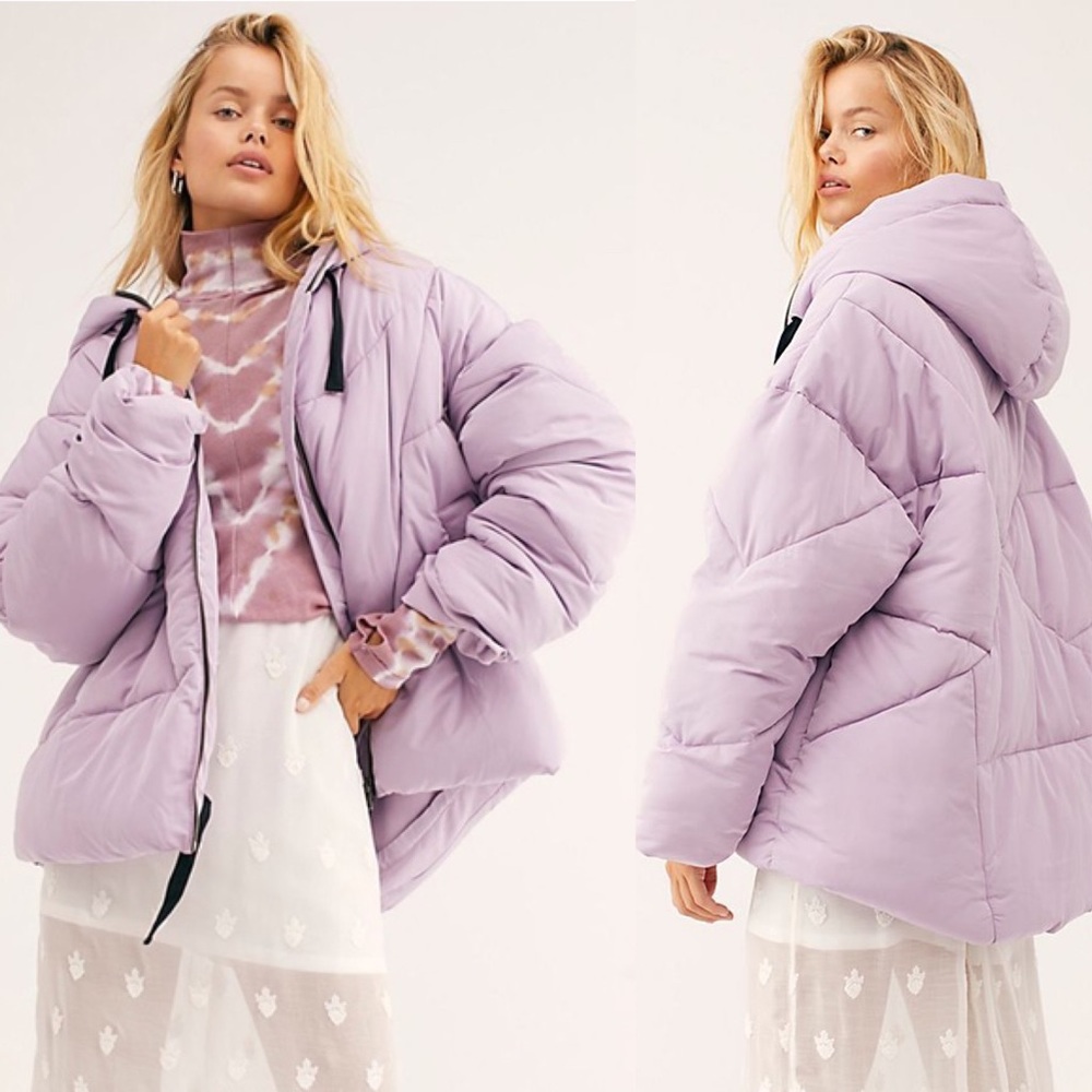 NWOT Free People Hailey Puffer Coat in Lilac